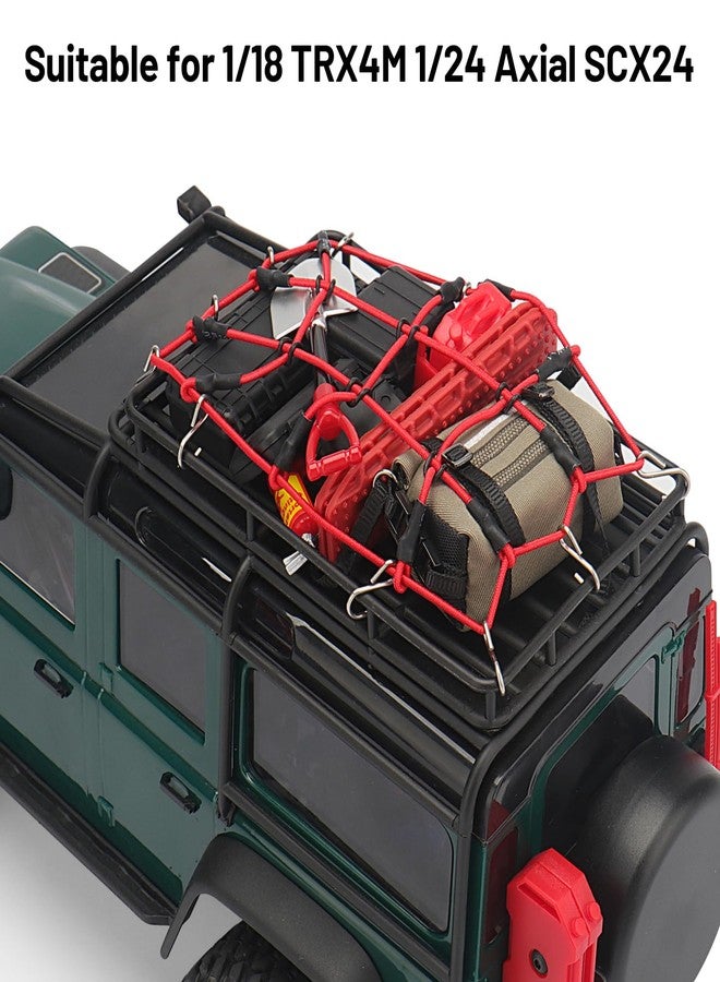 daitoku 1/24 & 1/18 Car Roof Decoration RC Crawler Accessories Luggage Net ARB Bags Recovery Boards Luggage Box Fire Fuel Tanks Extinguisher Shovel Wood Box for 1/18 TRX4M 1/24 Axial SCX24 (Red) - Image 4